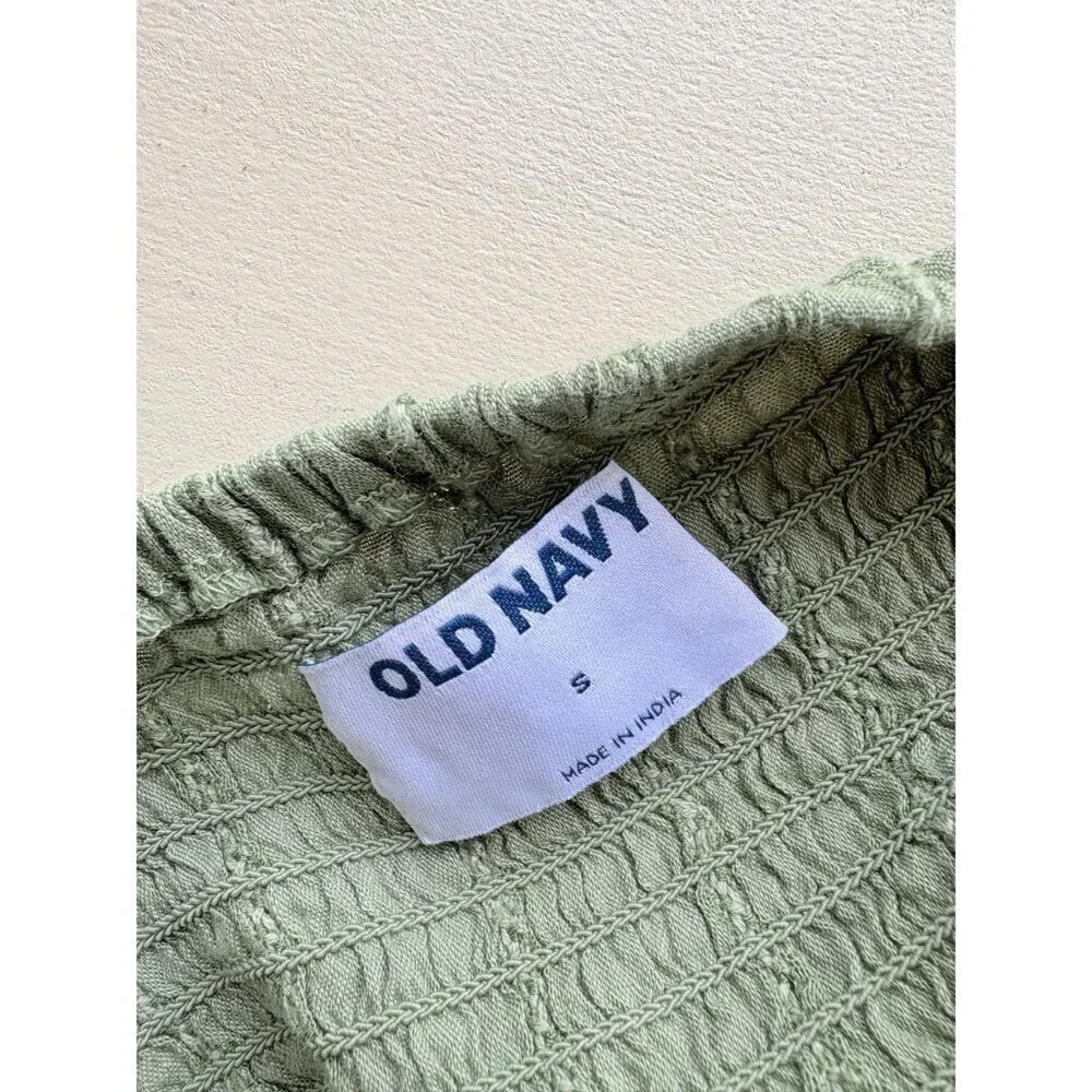 Old Navy Green Wrap Smocked Stretch Blouse S
